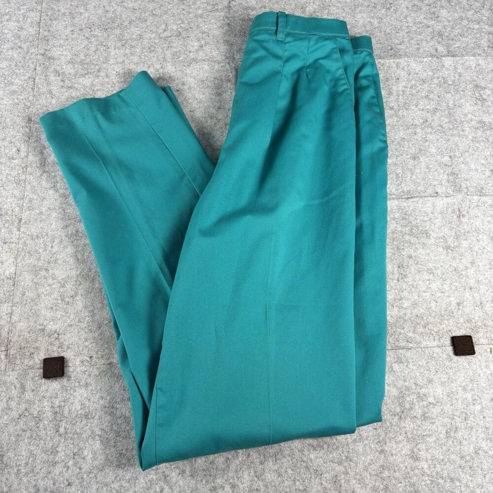 Vintage 1980s Levi's Travelers Trousers Pants Womens 12 Teal Blue Pleated USA